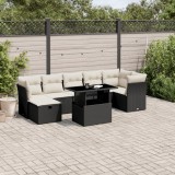 vidaXL Set mobilier de grădină cu perne, 8 piese, negru, poliratan 3274666