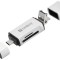Cititor de carduri SD MicroSD cu conectare USB type C USB Micro USB Sandberg 136-28 argintiu