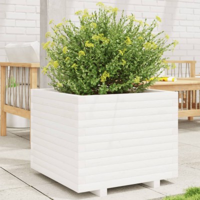 vidaXL Jardinieră de grădină, alb, 60x60x49,5 cm, lemn masiv de pin 3282520 foto