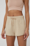 GAP pantaloni scurti femei, culoarea bej, neted, high waist