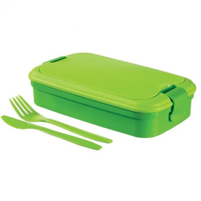 Cutie/caserola alimente, plastic, etansa, cu tacamuri, verde, 1.3 L, 23x13x7 cm, Curver foto