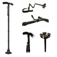 Baston telescopic de sprijin pliabil Trusty Cane cu lanterna si pivoti