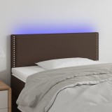 Cumpara ieftin Tăblie de pat cu LED, maro, 100x5x78/88 cm, piele ecologică