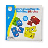 Joc constructie, educativ, puzzle expresii, lemn, 12 piese, multicolor, copii 3+ ani
