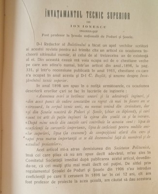 Buletinul Societății Politecnice, no. 12, Dec. 1914, D. Leonida, E. Prager foto