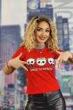 U851-3 Tricou casual cu imprimeu panda si text