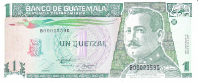 Bancnota Guatemala 1 Quetzal 1994 - P90 UNC ( numar mic de serie ) foto