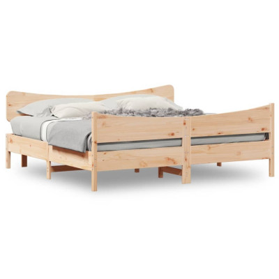 vidaXL Cadru de pat cu tăblie, 180x200 cm, lemn masiv de pin foto