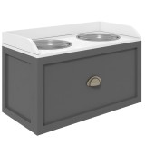 PawHut Boluri Inaltate Caine Otel Inoxidabil Lemn Sertar Antirugina Curatat Usor 60x30x36cm