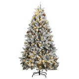 Brad Crăciun artificial articulat cu 300 LED-uri/globuri 210 cm