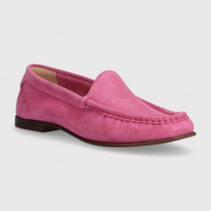 Gant mocasini din piele intoarsa Kellie femei, culoarea roz, cu toc plat, 28573566.G597