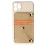 Husa iPhone 11 Pro Max Beige cu Snur Crossbody, Portofel, TPU - Protectie Premium