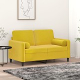 vidaXL Perne decorative, 2 buc., galben, &Oslash;15x50 cm, catifea