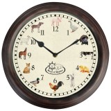 Ceas de Perete Esschert Design cu Sunete Animale Fermă, Multicolor, 30cm
