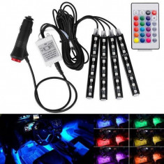Lumini ambientale auto Kit interior LED RGB cu telecomanda foto