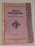 Atlas Geografic Școli Secundare 1928, General Teodorescu - Carte Veche de Colecție, Hărți Lizibile, 31x22 cm