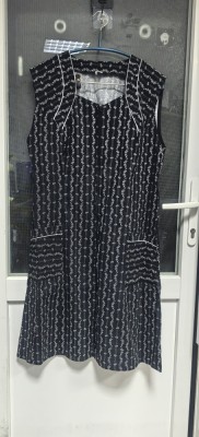 Robă cu nasturi din bumbac negru cu model rochie Nr 40 foto
