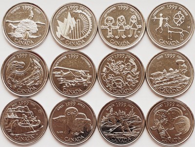 01B15 Canada set 12 monede 1999 25 cents - serie completa UNC foto