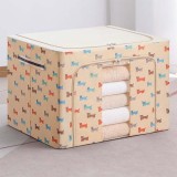 Cutie depozitare pliabil&Auml;, 66l, p&Atilde;&cent;nz&Auml; oxford, 50x40x33 cm, fereastr&Auml; transparent&Auml;, 2 u&Egrave;i fermoar, cadru metalic, imprimeu c&Auml;&Egrave;elu&Egrave;, bej