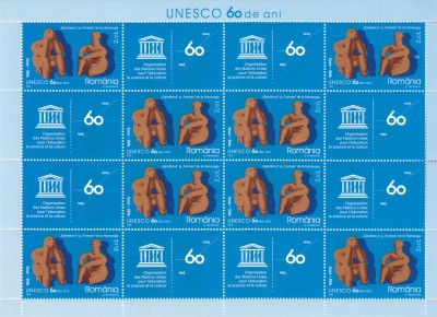 Romania 2005, LP 1702 b, UNESCO - 60 de ani, coala de 8 + 8 viniete , MNH! foto