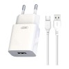 Incarcator Retea Cu Cablu microUSB XO Design L99, 12W, 2.4A, 1 x USB-A, Alb