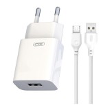 Incarcator Retea Cu Cablu microUSB XO Design L99, 12W, 2.4A, 1 x USB-A, Alb