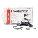 Set inele de siguranta E-Clip AMiO, 300 buc, otel carbon anticoroziune
