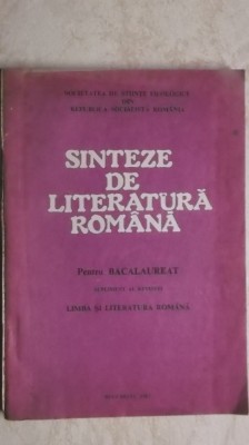 Constanta Barboi - Sinteze de literatura romana pentru bacalaureat, 1987 foto