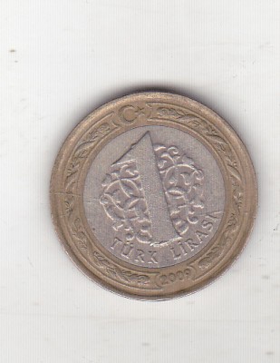 bnk mnd Turcia 1 lira 2009 , bimetal foto