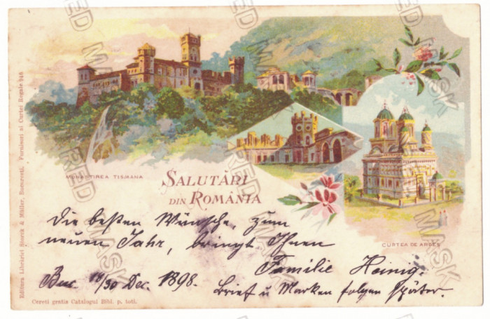 2166 - TISMANA, Gorj, CURTEA de ARGES, Litho - old postcard - used - 1899