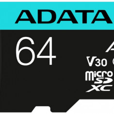 Card de memorie ADATA Premier, MicroSDXC, 64GB, UHS-I, Class 10, U3 + Adaptor microSD