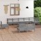 vidaXL Set mobilier de grădină, 10 piese, gri, lemn masiv de pin 3082911