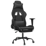 Cumpara ieftin Scaun de gaming cu suport picioare, negru, piele ecologica
