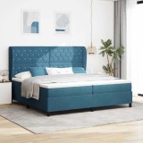 VidaXL Pat cu arcuri cu saltea Albastru &icirc;nchis 200 x 200 cm Catifea