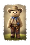 Cumpara ieftin Sticker decorativ, Ursulet Cowboy, Crem, 85 cm, 9048ST, Oem