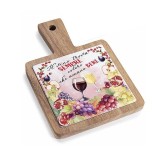 Cumpara ieftin Platou servire lemn ceramica multicolora cm 12 x 18 H