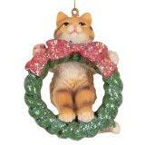 Cumpara ieftin Set 2 ornamente brad Craciun Pisicuta polirasina multicolora 6x5x9 cm
