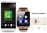 Smartwatch DZ09 Bluetooth cu SIM Rose Gold, curea visinie, compatibil Android &amp; iOS