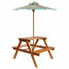 Masă picnic pentru copii cu umbrelă, 79x90x60 cm, lemn acacia, vidaXL