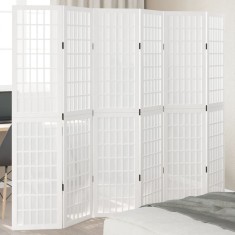 vidaXL Paravan cameră 6 panouri, alb, lemn masiv paulownia 358794