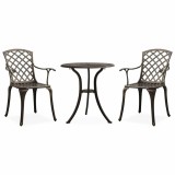 Cumpara ieftin Set mobilier bistro, 3 piese, bronz, aluminiu turnat