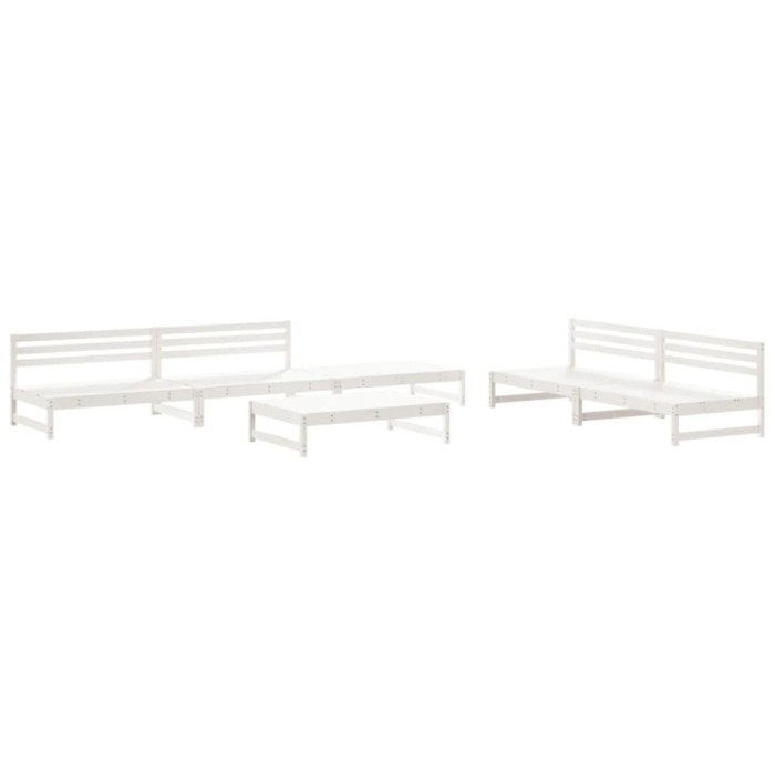 Set mobilier de gradina, 6 piese, alb, lemn masiv pin