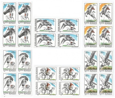 |Romania, LP 1281/1992, Cai, bloc 4, MNH foto