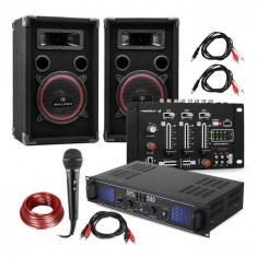 Electronic-Star DJ-14 BT, DJ PA set, amplificator PA, mixer BT, 2 x difuzoare, micro karaoke foto