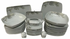 Serviciu de Masa pentru 12 Persoane, 44 piese rotund, Apulum, floare gri foto