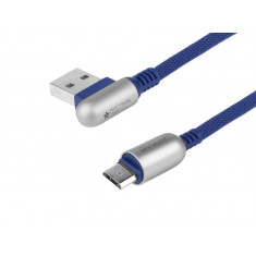 Cablu De &icirc;ncărcare și Sincronizare , 120 Cm, Microfibră &icirc;mpletită, Usb Cu Unghi Dublu&amp;gt; Micro Usb, Bleumarin Maway 63028NV