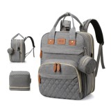 Rucsac Multifunctional 3-in-1 pentru Mamici si Tatici, Model Extensibil cu Patut Pliabil, Impermeabil, Port USB si 13 Compartimente Organizatoare