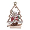 Decorațiune Crăciun Lemn, Model Pom cu Moș Crăciun și Cadouri, &Icirc;nălțime 16 cm, Multicolor, Oem