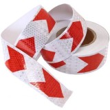 Banda Reflectorizanta Auto Alba cu Sageata Rosie, 10cm x 25m, Tip Fagure, ALM