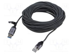 Cablu Goobay USB 3.0 RJ45, 15m, U/FTP, nichelat